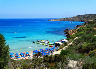 Fototapeta na wymiar beach coast landscape mediterranean sea Cyprus island
