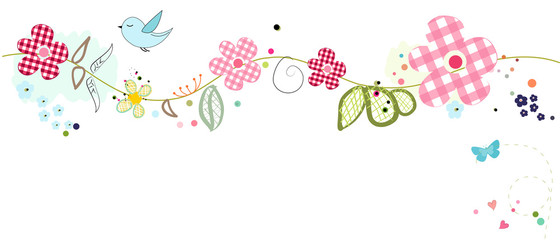 Colorful lovely summer flowers banner background