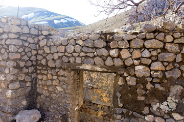 The ruins of an old house in nature