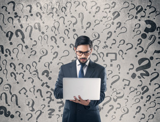 Businessman trying to solve the problems