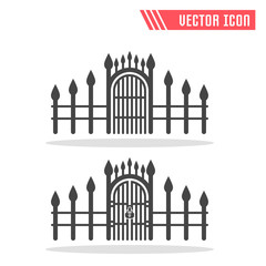 Gate icon. Vector sign symbol. Isolated on white background.