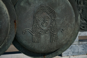 Head of Medusa, Detail of the Ancient Macedonian Shields, near Great Alexander Statue, Thessaloniki