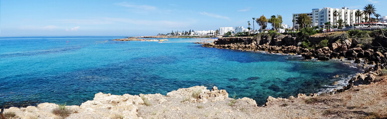 panorama beach coast landscape mediterranean sea Cyprus island