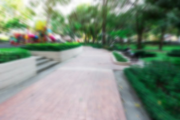 Blur background outdoor recreation public park in urban city in morning