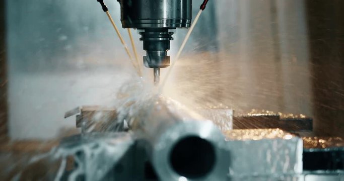 machine tool in metal factory with drilling cnc machines
