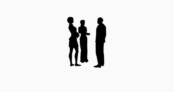 4k Business people silhouette talking.