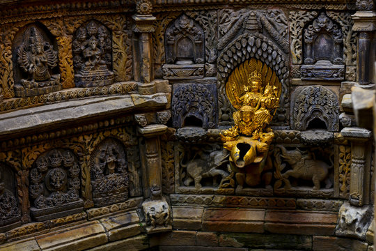 sacred golden water fountain inside the palace in Lalitpur Nepal