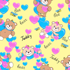 Teddy bears seamless pattern