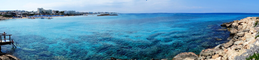 panorama beach coast landscape mediterranean sea Cyprus island