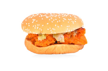 chicken burger on white background
