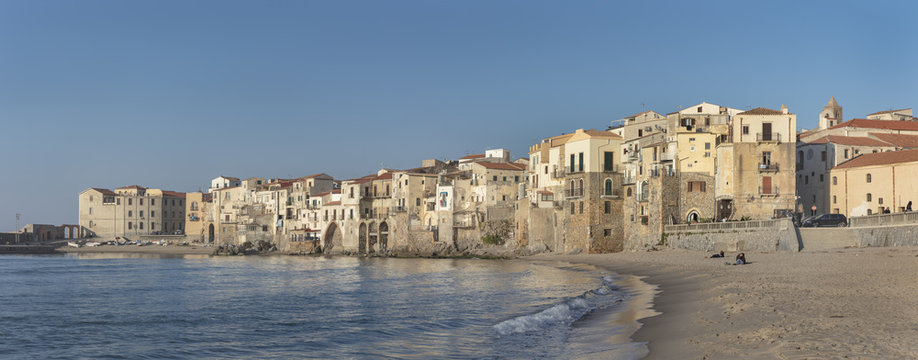 Panoram view of old town Cefalu, Sicily, Italy
