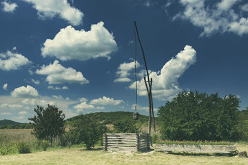 Draw well in Tihany at Lake Balaton, Hungary ( vintage style )