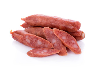 Chinese sausage on white background