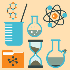Lab symbols test medical laboratory scientific biology design science chemistry icons vector illustration.