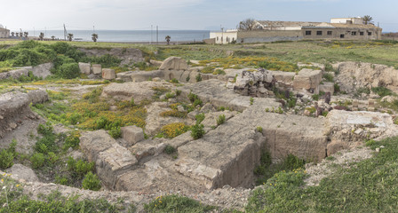 Ruins of roman thermal baths in Lilybaeum in Marsala, Sicily, Italy