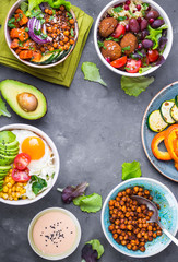 Buddha bowl salads background