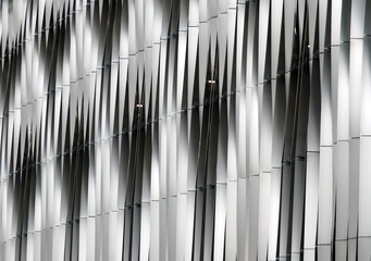 steel vertical curved cladding on a modern hi-tech development