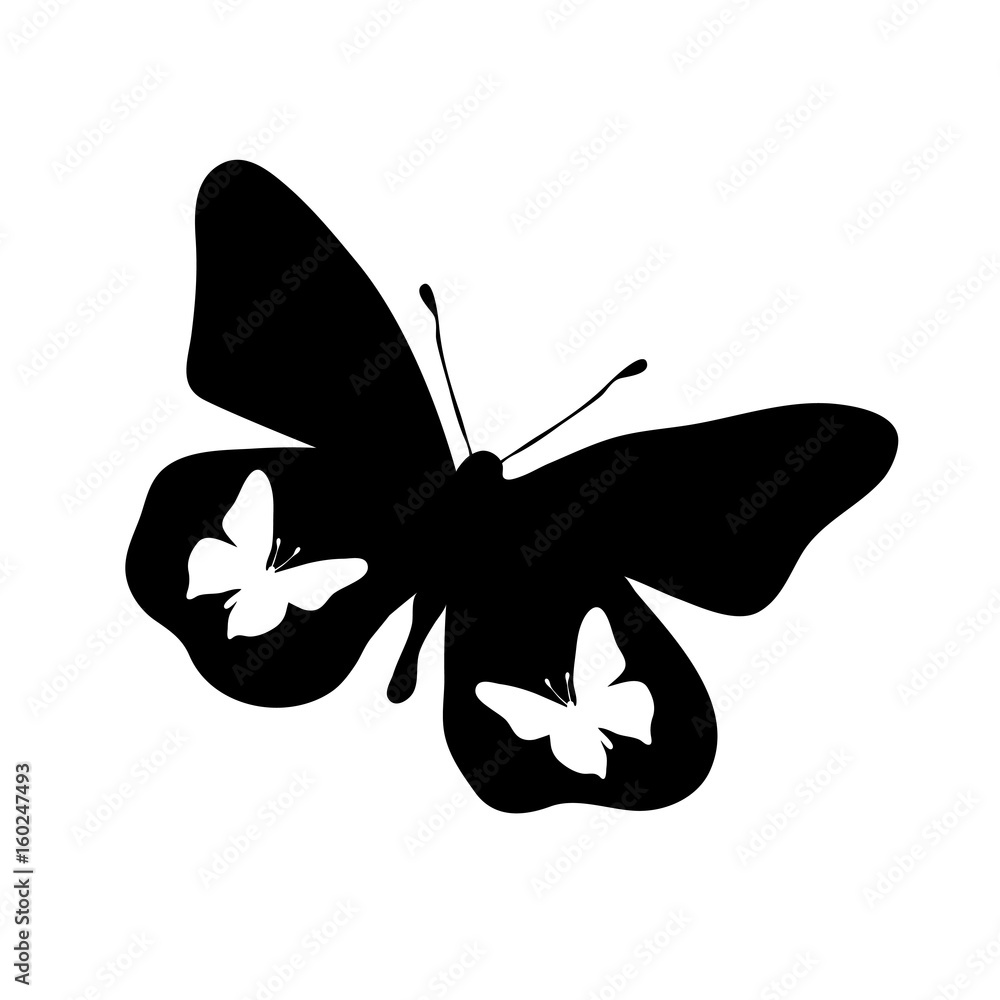 Poster Vector silhouette of butterfly logo on white background.