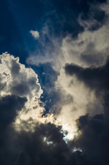 Fototapeta na wymiar dark clouds in bad weather with sunshine