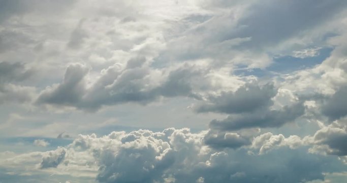 Time lapse clip of white fluffy rolling clouds before the storm