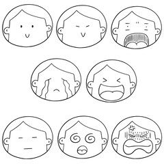 vector set of boy face