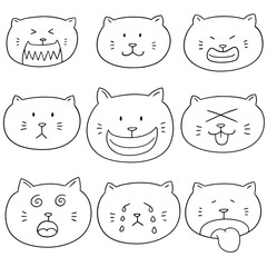 vector set of cat face