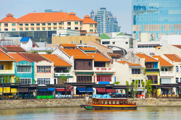 Fototapeta na wymiar Boat Quay overview, Singapore
