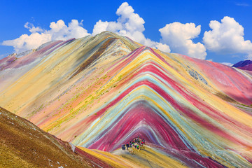 Vinicunca, Cusco Region, Peru. Montana de Siete Colores, or Rainbow Mountain. - obrazy, fototapety, plakaty