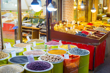 Tehran dried fruits market stall