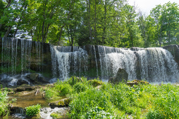 Waterfall Keila-Joa, sunny summer day. Estonia