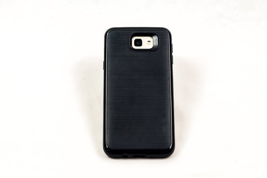 Black case smartphone withe isolated
