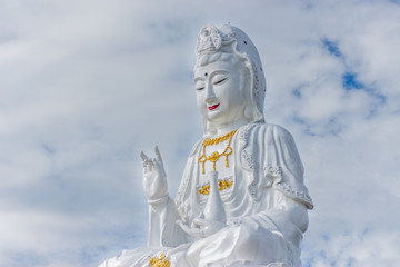 The Guan Yin on mountain temple in Thailand, big Guan Yin and famous so most people pray for...