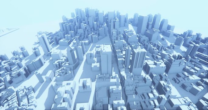 4k abstract urban business construction,flying over 3D Virtual Geometric City Office Buildings,aerial view of NewYork,web tech.