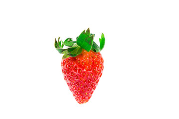 One red strawberry isolated on white