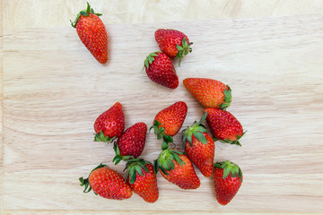 Red strawberries on wooden  