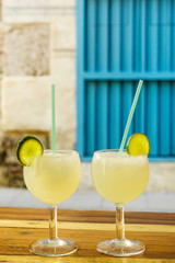 Two glasses of frozen daiquiri cocktail