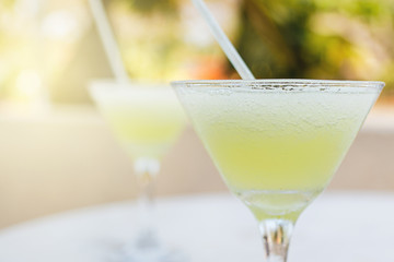 Two glasses of frozen daiquiri cocktail