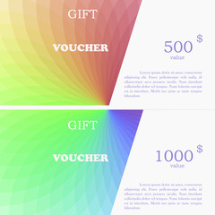 Fototapeta premium Gift voucher on a colorful background. Vector illustration.