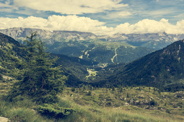Fototapeta premium Mountain view above Madonna di Campiglio.