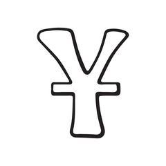Obraz premium Doodle of yuan sign