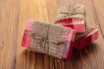 Fototapeta premium Red handmade fruit soap