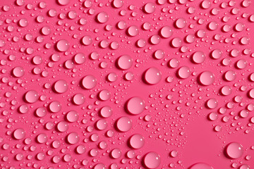 Texture water drops, red background
