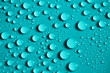 Blue green abstract background, water drops