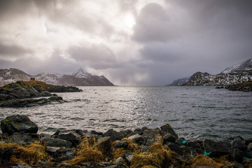 Lofoten Islands, beautiful scenic landscape. Travel. Norway Scandinavia. 