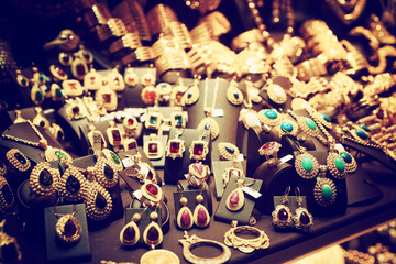 Jewelry market in Istanbul, toned