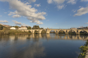 Fototapeta premium Ancient bridge of Ponte da Barca in Summer time - north of Portugal