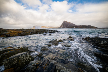 Lofoten Islands, beautiful scenic landscape. Travel. Norway Scandinavia. 