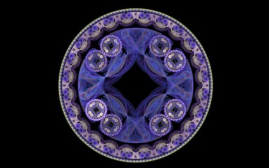 Lilac round pattern on a black background