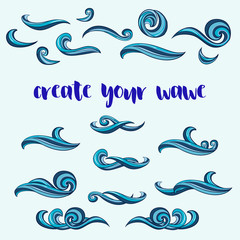 Wawe zen tangle and doodle vector.