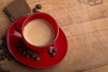 Red cup with coffee